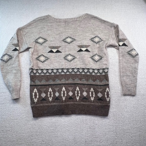 American Eagle Aztec Geometric‎ Pattern Crew Neck Knit Sweater Women L - Picture 8 of 16